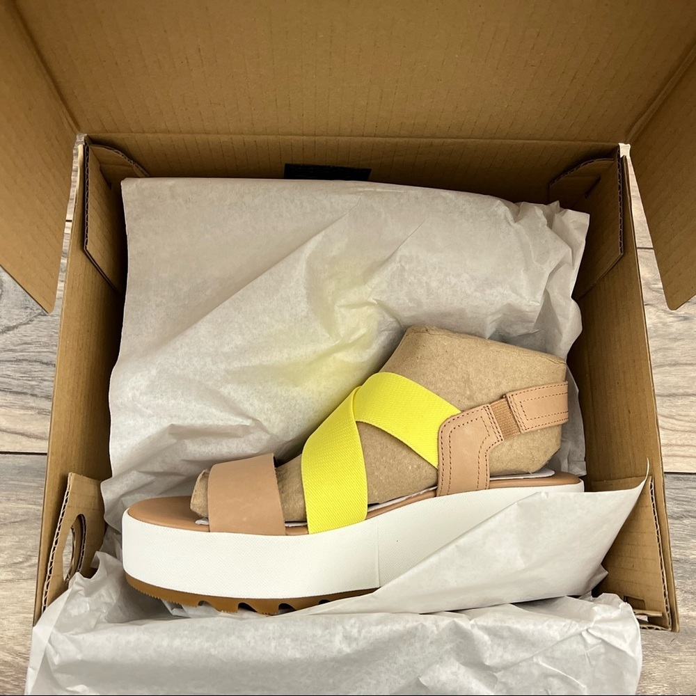 NIB Sorel Cameron Flatform Slingback Wedge Sandal Honest Beige - Picture 10 of 13